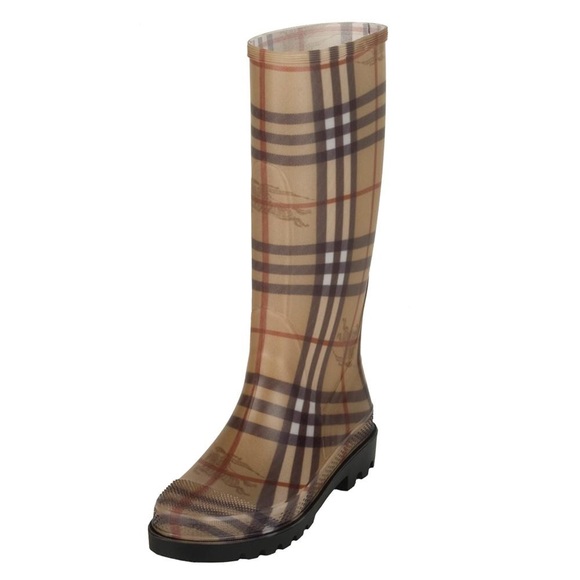 Burberry New Plaid Check Rainboots size 39/8 - Picture 1 of 7